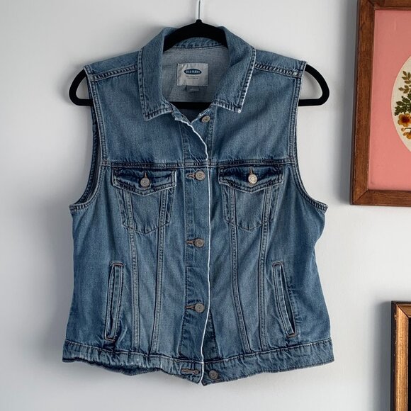Old Navy  |   100% cotton Jean Jacket Vest size M Women's - Picture 2 of 14
